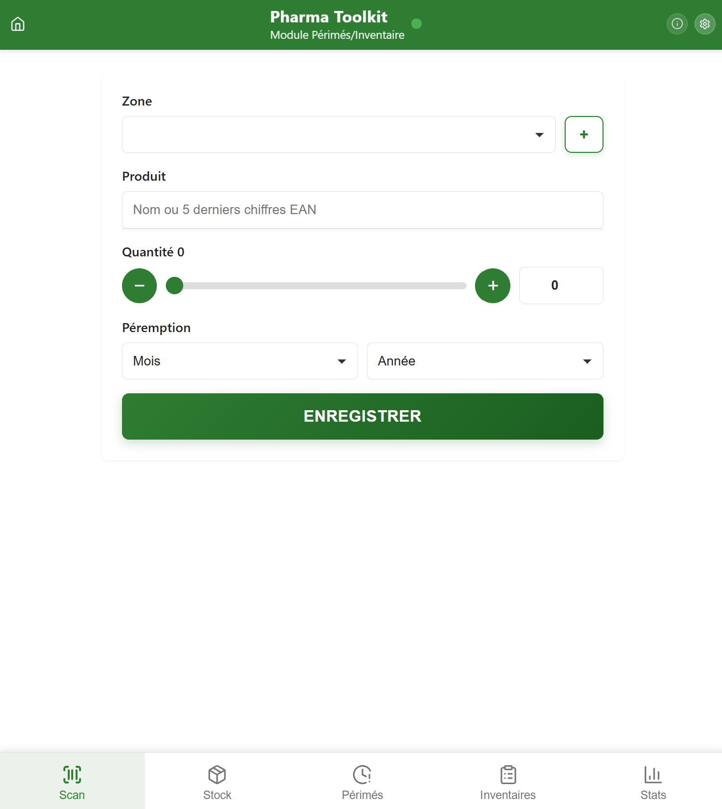 Navigation desktop avec 5 onglets