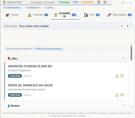 Onglet Conseils IA
