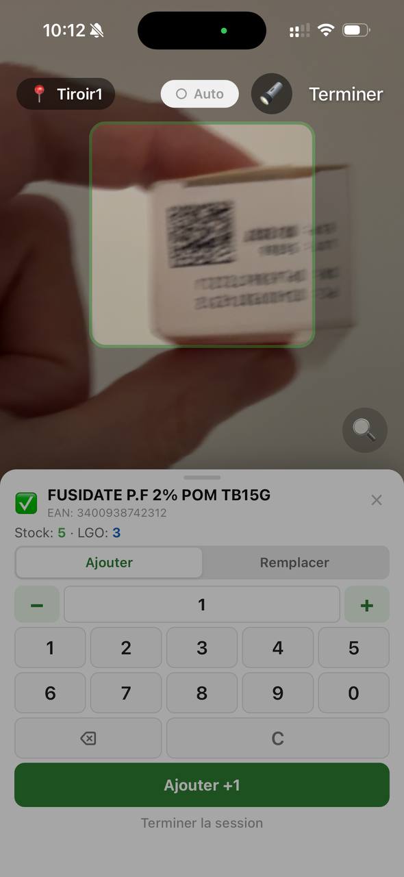 Scanner avec produit détecté